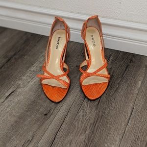 Bebe snake print strappy heels size 7.5